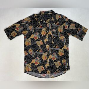 VINTAGE Wimbledon Raquet Club All Over Print Shirt Men Medium Multicolor 90s